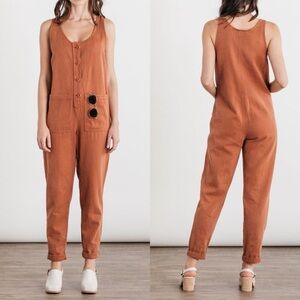 Jungmaven Terracotta Burnt Orange Hemp Cotton Button Front Jumper Jumpsuit Small